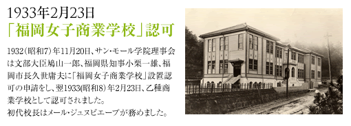 1933年2月23日「福岡女子商業学校」認可。